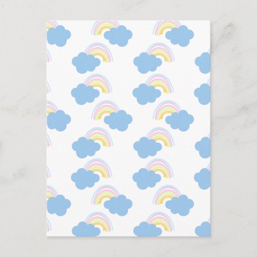 Regenbogen Sommer Wolken Pastell Kritzel Doodle Postkarte (Vorderseite)
