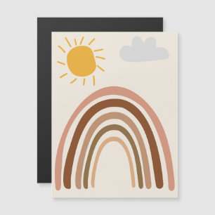 Regenbogen-Sonne-Wolke, Kinderzeichnung, Boho-Abst Magneteinladung