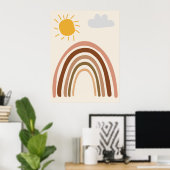 Regenbogen-Sonne-Wolke, Kinderzeichnung, Boho-Abst Poster (Heimbüro)
