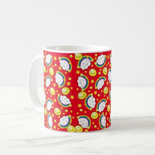 Regenbogen, Sonne, Wolken, rote Tasse (Vorderseite Links)