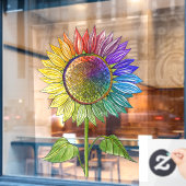 Regenbogen Sonnenblumen Kunst, Dichtung und Musik Fensteraufkleber (Café-Fenster)
