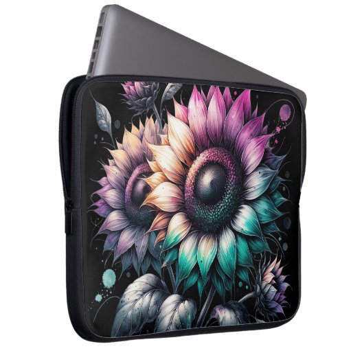 Regenbogen Sonnenblumen Laptops Hüllen Laptopschutzhülle (Vorne Rechts)