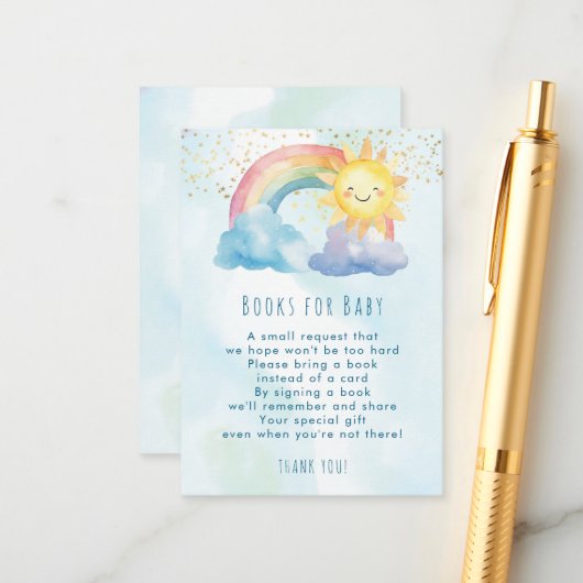 Regenbogen-Sonnenbriefe für Babyanfrage Begleitkarte (Vorderseite/Rückseite Beispiel)