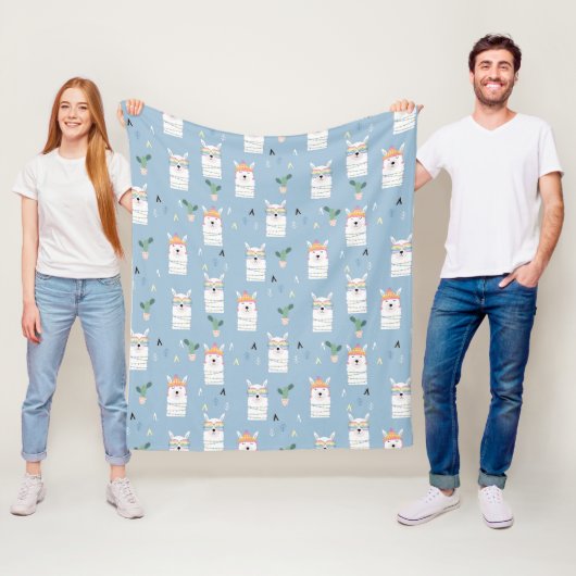 Regenbogen-Sonnenbrille-Lama-Muster Fleecedecke (Beispiel)