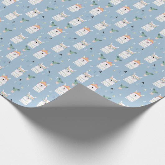 Regenbogen-Sonnenbrille-Lama-Muster Geschenkpapier (Ecke)