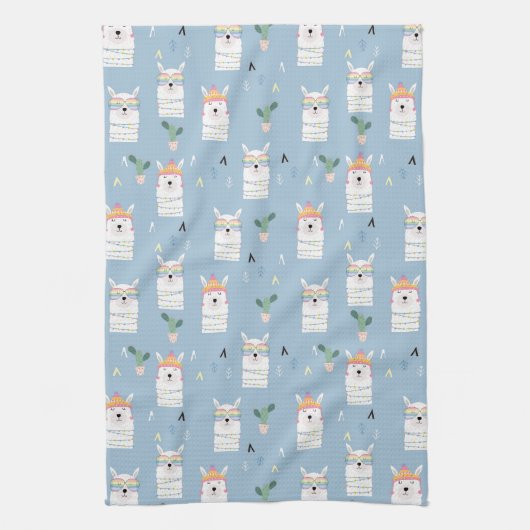 Regenbogen-Sonnenbrille-Lama-Muster Geschirrtuch (Vertikal)