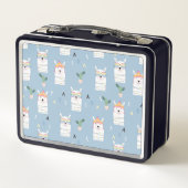 Regenbogen-Sonnenbrille-Lama-Muster Metall Brotdose (Rückseite)