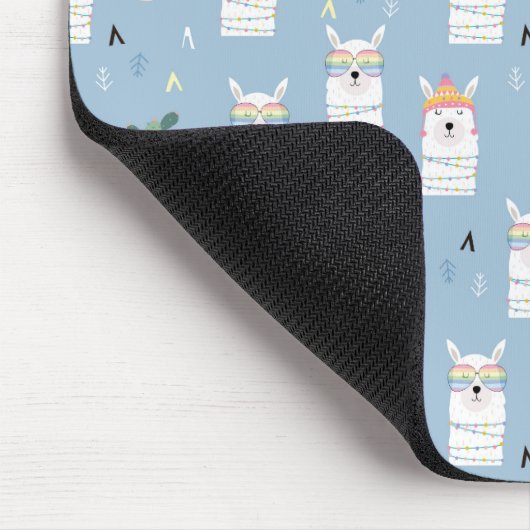 Regenbogen-Sonnenbrille-Lama-Muster Mousepad (Ecke)