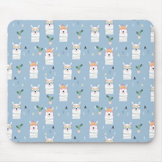 Regenbogen-Sonnenbrille-Lama-Muster Mousepad (Vorne)