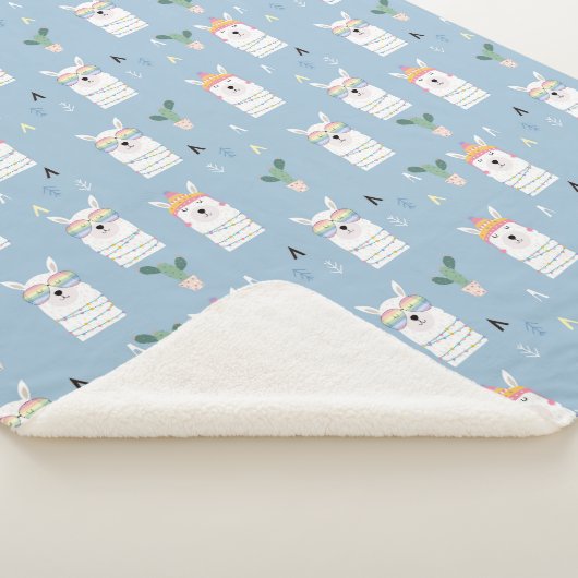 Regenbogen-Sonnenbrille-Lama-Muster Sherpadecke (3/4)