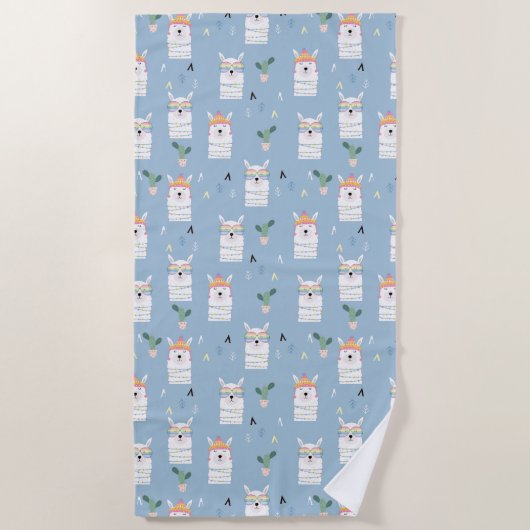 Regenbogen-Sonnenbrille-Lama-Muster Strandtuch (Vorderseite)