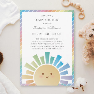 Regenbogen-Sonnenschein geschlechtsneutrale Babypa Einladung