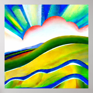 Regenbogen-Sonnenstrahl-Landschaft Poster