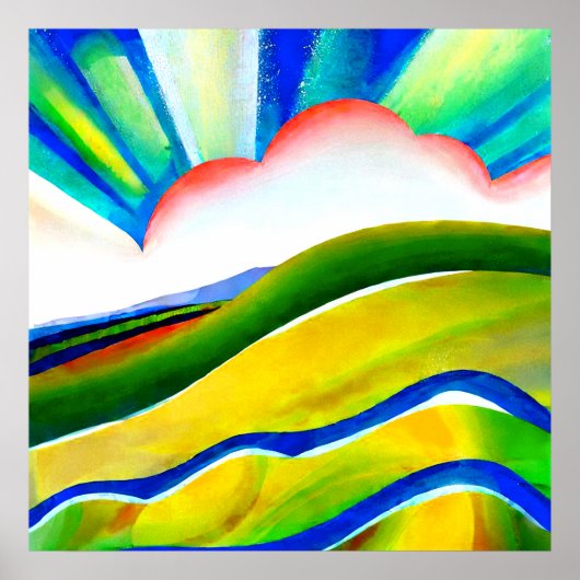 Regenbogen-Sonnenstrahl-Landschaft Poster (Vorne)