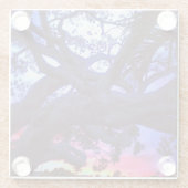 Regenbogen-Sonnenuntergang mit Baumbestand-Silhoue Glasuntersetzer (Rückseite)