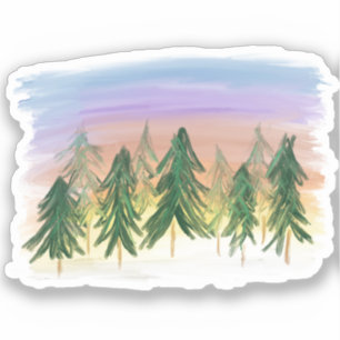 Regenbogen-Sonnenuntergang-Wald-Grafikdesign-Maler Aufkleber