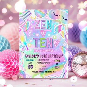 Regenbogen-Spa-Party-Makeup-Verwöhnung 10. Geburts Einladung