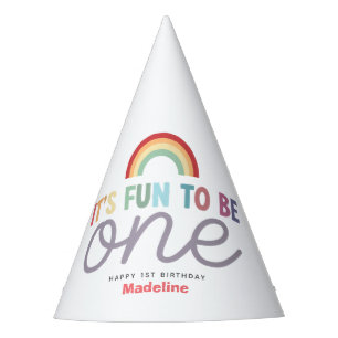 Regenbogen-Spaß für Mädchen zum 1. Geburtstag Partyhütchen