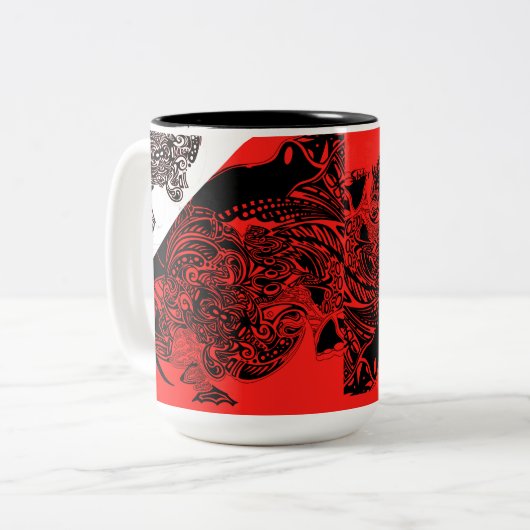 Regenbogen-Spinnen-Netz-Tassensammlung - Rot Zweifarbige Tasse (Vorderseite Links)