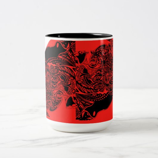 Regenbogen-Spinnen-Netz-Tassensammlung - Rot Zweifarbige Tasse (Mittel)