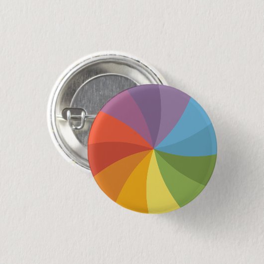 Regenbogen-Spinnrad Button (Vorne & Hinten)