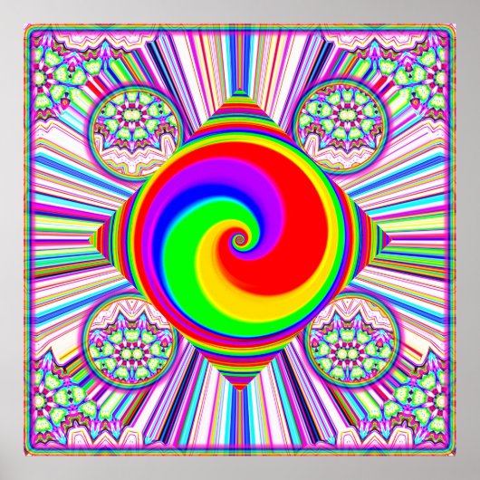 Regenbogen-Spiral-Diamant Poster (Vorne)