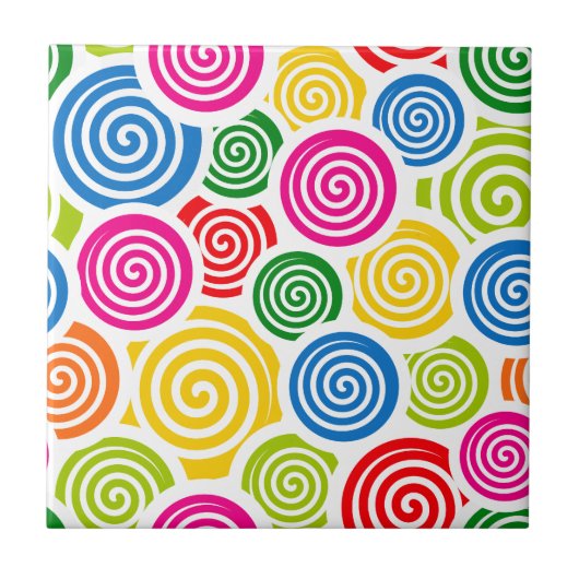 Regenbogen-Spiral-Fliese Fliese (Vorderseite)