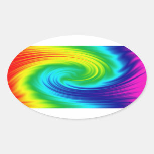 Regenbogen-Spirale Ovaler Aufkleber
