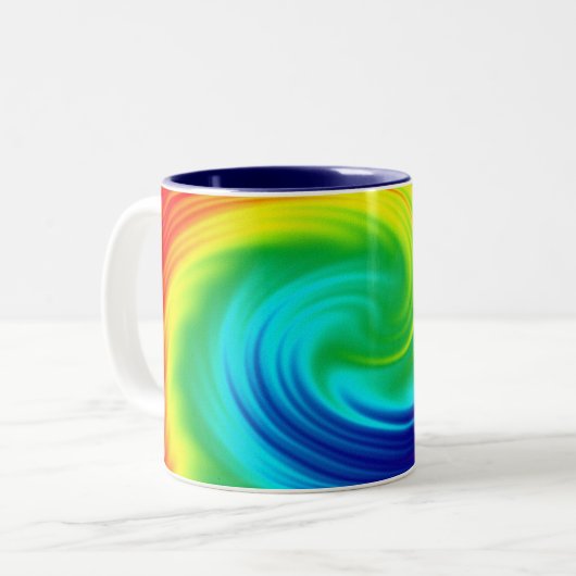 Regenbogen-Spirale Zweifarbige Tasse (Vorderseite Links)