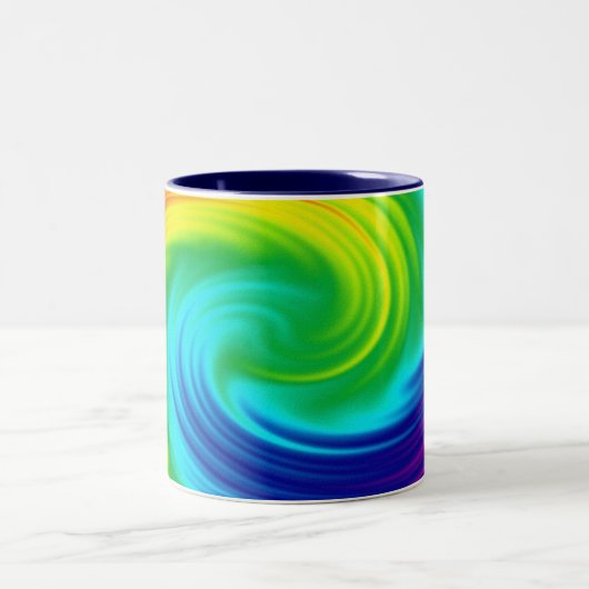Regenbogen-Spirale Zweifarbige Tasse (Mittel)