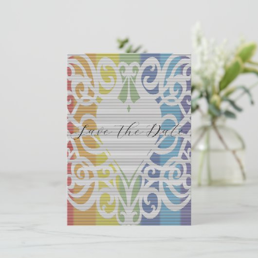 Regenbogen Spitzen Herz speichern Daten Save The Date (Stehend Vorderseite)