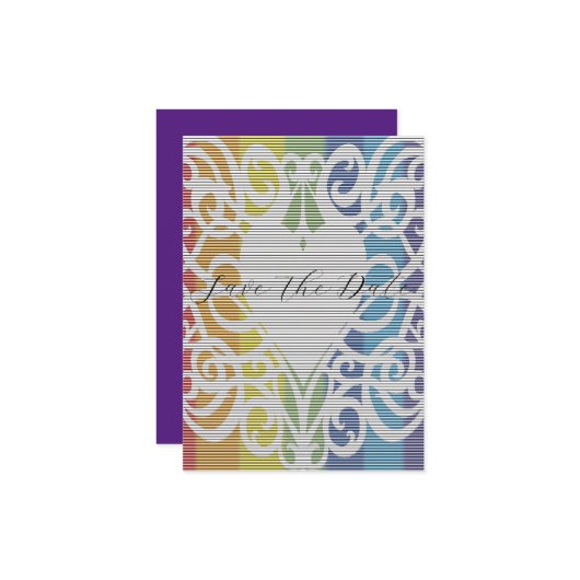 Regenbogen Spitzen Herz speichern Daten Save The Date (Vorderseite/Rückseite Beispiel)