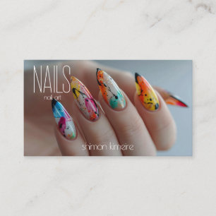 Regenbogen-Splatter-Nageldesign-Manicuristin Treue Visitenkarte