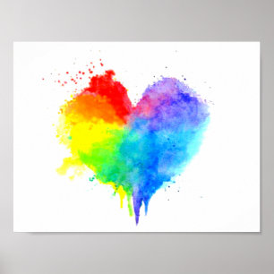 Regenbogen Splattered Herz-Druck Poster