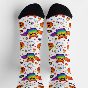 🌈🦇 Regenbogen-Spooky-Party-Crew Socken