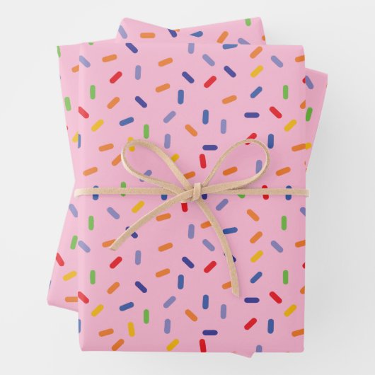 Regenbogen-Sprinklen farbenfrohe Confetti-Light Geschenkpapier Set (Beispiel)