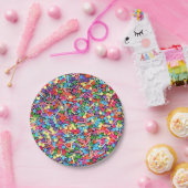 Regenbogen-Sprinkles Regenbogen-Jimmies Pappteller (Party)
