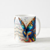 Regenbogen-Spritz-Schmetterling Kaffeetasse (VorderseiteRechts)