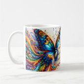 Regenbogen-Spritz-Schmetterling Kaffeetasse (Links)
