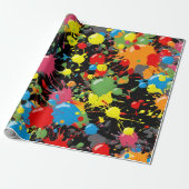 Regenbogen-Spritzer-Farbtropfen PD Geschenkpapier (Ungerollt)