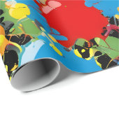 Regenbogen-Spritzer-Farbtropfen PD Geschenkpapier (Rolleneckpunkt)