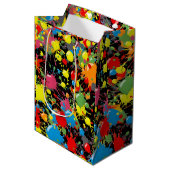 Regenbogen-Spritzer-Farbtropfen PD Mittlere Geschenktüte (Vorderseite Schrägansicht)