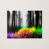 Regenbogen-Spritzer strömt in den Silhouette Puzzle (Horizontal)