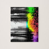 Regenbogen-Spritzer strömt in den Silhouette Puzzle (Vertikal)