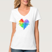 Regenbogen Spritzer V Neck T Shirt (Vorderseite)