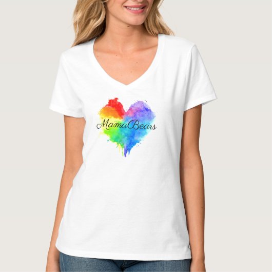 Regenbogen Spritzer V Neck T Shirt (Vorderseite)