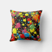 Regenbogen-Spritzfarbtropfen-Musterdesign Kissen (Rückseite)