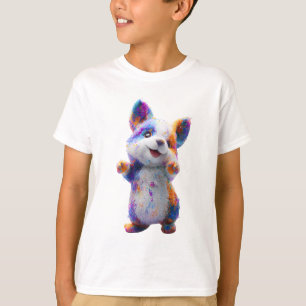 Regenbogen-Spritzkunst Künstlerischer Welpe Corgi T-Shirt