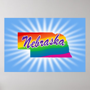 Regenbogen-Staat Nebraska Poster