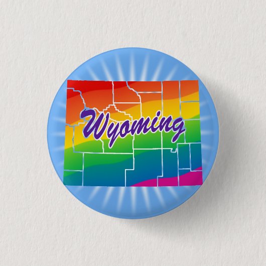 Regenbogen-Staat von Wyoming Button (Vorderseite)